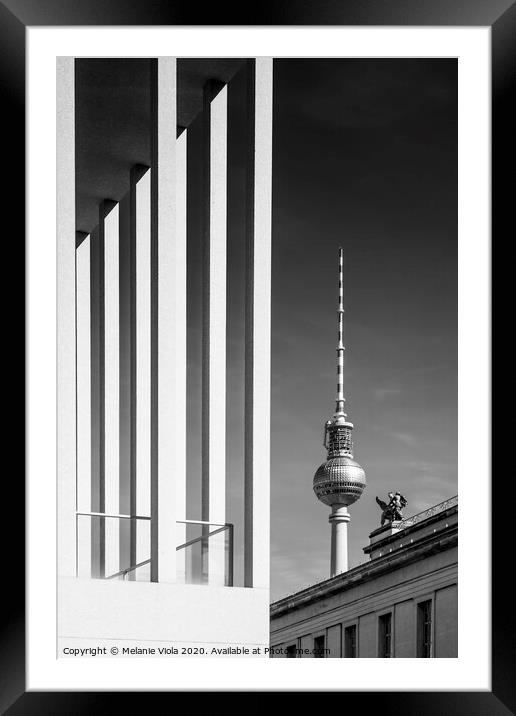BERLIN Television Tower & Museum Island | Monochrome Framed Mounted Print by Melanie Viola