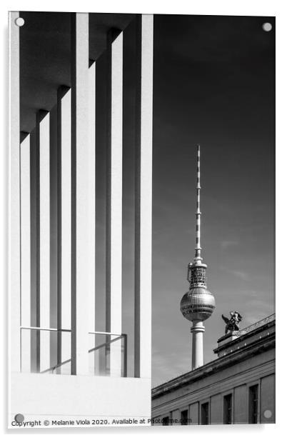 BERLIN Television Tower & Museum Island | Monochrome Acrylic by Melanie Viola