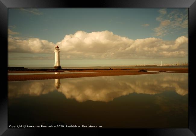 New Brighton Lighthouse    River Mersey Estuary    Framed Print by Alexander Pemberton