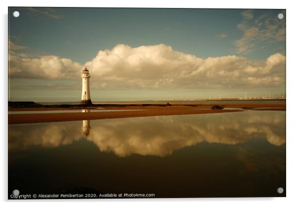 New Brighton Lighthouse    River Mersey Estuary    Acrylic by Alexander Pemberton