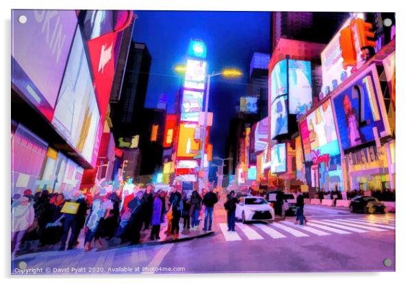 New York Night Time Art  Acrylic by David Pyatt