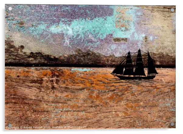 Ship In A Storm  Acrylic by Robert Fennah