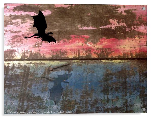 Dragon Over Lake Acrylic by Robert Fennah