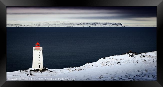 Skardsviti Lighthouse, Iceland Framed Print by Peter O'Reilly