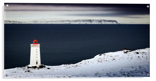 Skardsviti Lighthouse, Iceland Acrylic by Peter O'Reilly