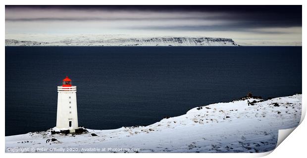 Skardsviti Lighthouse, Iceland Print by Peter O'Reilly