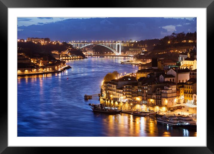 Porto City by Night Framed Mounted Print by Artur Bogacki
