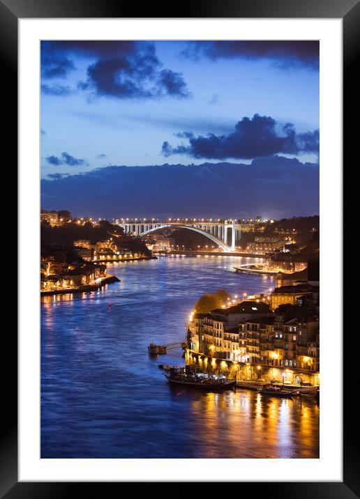 City Of Porto Evening River View Framed Mounted Print by Artur Bogacki