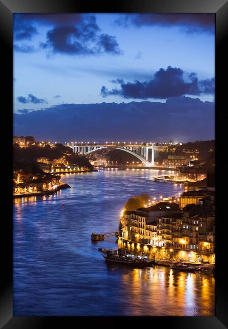 City Of Porto Evening River View Framed Print by Artur Bogacki