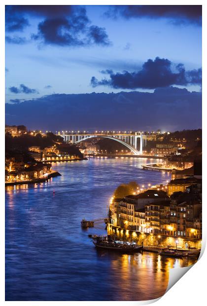 City Of Porto Evening River View Print by Artur Bogacki