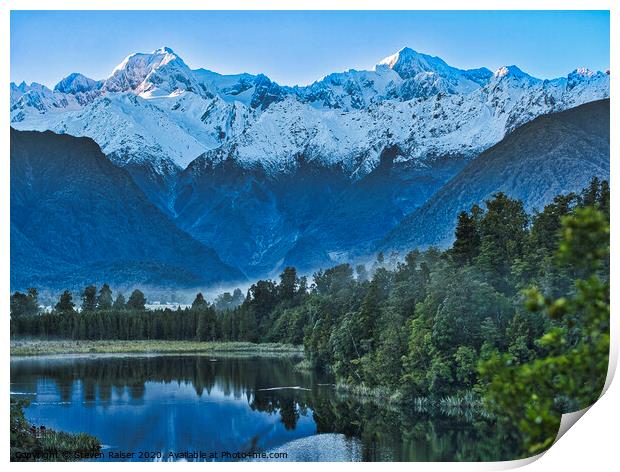 New Zealand Alps From Lake Matheson Print by Steven Ralser