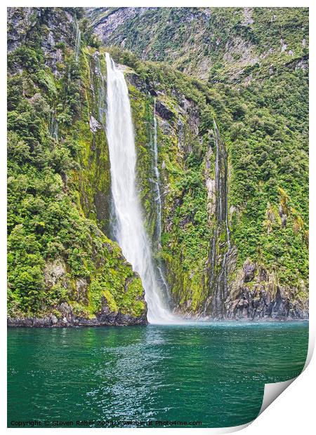 Stirling Falls, Milford Sound, New Zealand Print by Steven Ralser