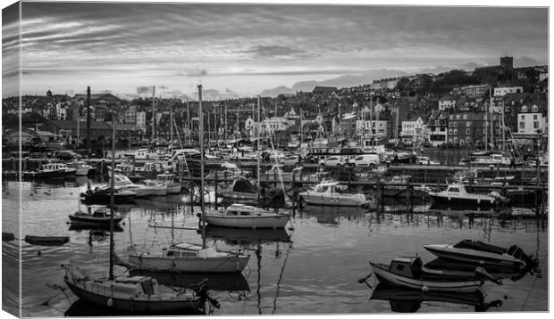 Scarborough Harbour on an Autumn evening. Canvas Print by David Jeffery