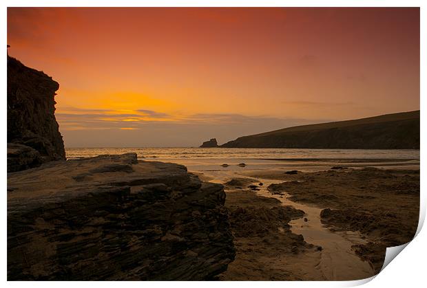 Cornwall beach at Sunset Print by Eddie Howland