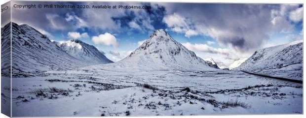 Panoramic view of Buachaille Etive Beag, Glencoe.  Canvas Print by Phill Thornton