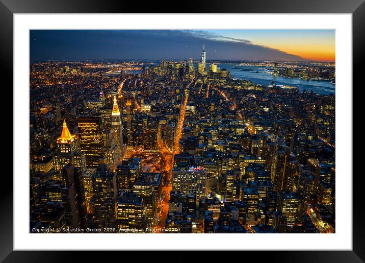 Views over Manhattan from the Empire State Building  Framed Mounted Print by Sebastien Greber