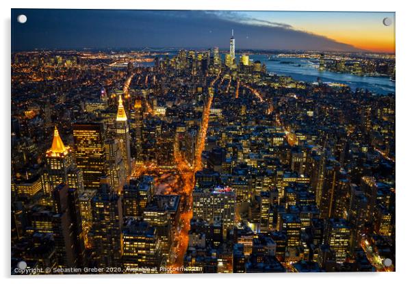 Views over Manhattan from the Empire State Building  Acrylic by Sebastien Greber