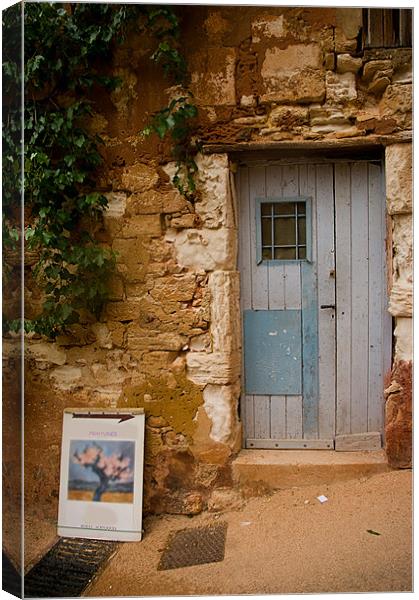 Patched Up Door, Roussillon Canvas Print by Jacqi Elmslie