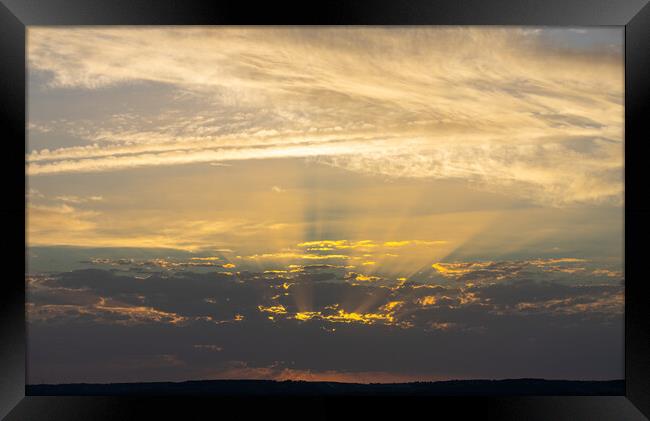 golden sunrise among clouds in summer Framed Print by David Galindo