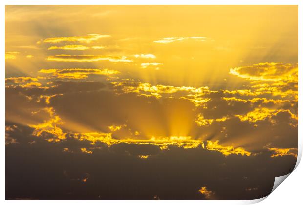 golden sunrise among clouds in summer Print by David Galindo
