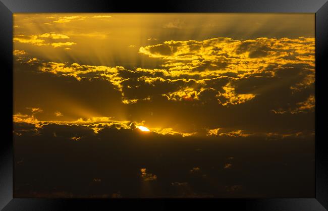 golden sunrise among clouds in summer Framed Print by David Galindo