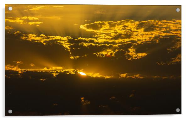 golden sunrise among clouds in summer Acrylic by David Galindo