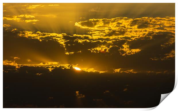 golden sunrise among clouds in summer Print by David Galindo