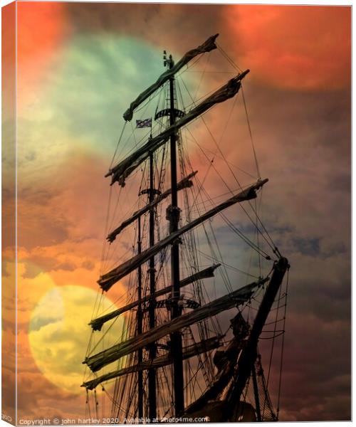 Tall Sail Ship Rigging with Bokeh Canvas Print by john hartley