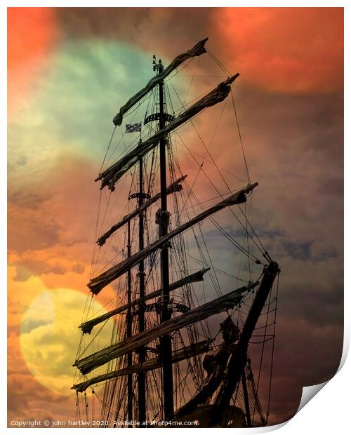 Tall Sail Ship Rigging with Bokeh Print by john hartley