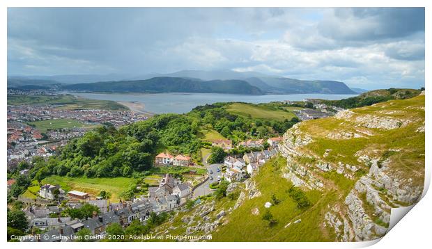Views towards Snowdonia from the Great Orme Print by Sebastien Greber