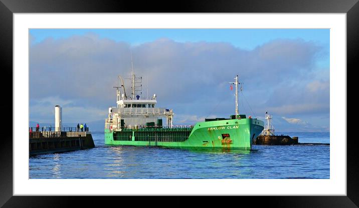 Ship entering Ayr harbour  Framed Mounted Print by Allan Durward Photography