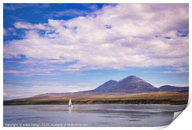 Sailing in the Sound of Islay, Scotland Print by Kasia Design