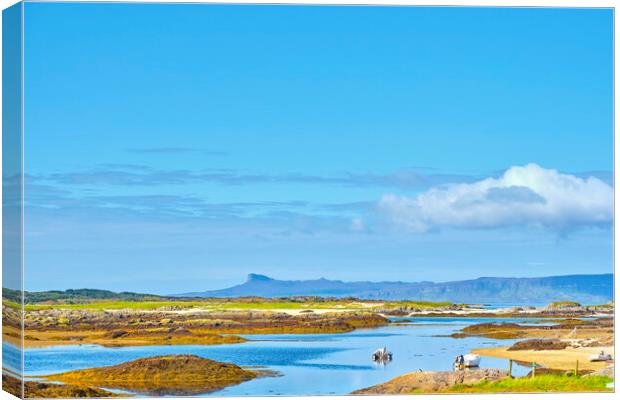 View from Invercambie to the inner Hebridien island of Eigg Canvas Print by Hugh McKean