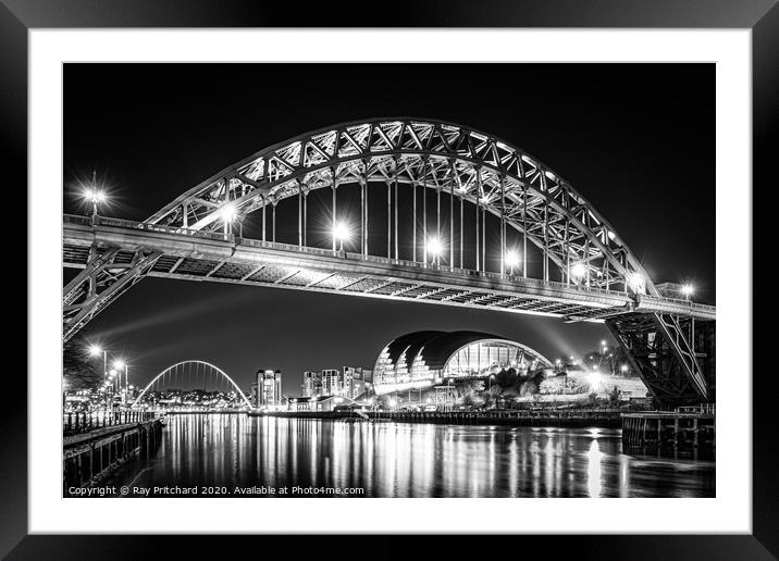 Black and White Tyne Framed Mounted Print by Ray Pritchard