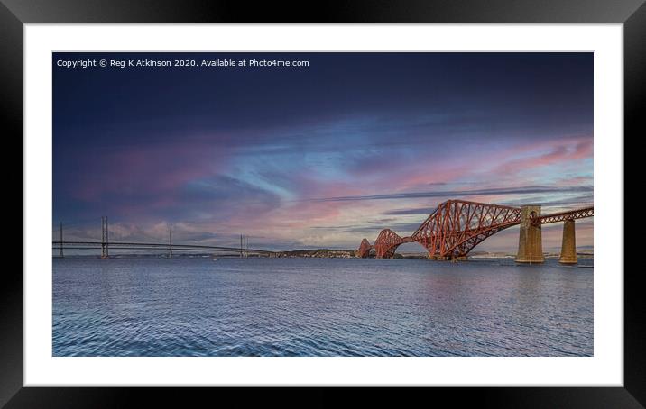 Forth Bridges Sunset Framed Mounted Print by Reg K Atkinson