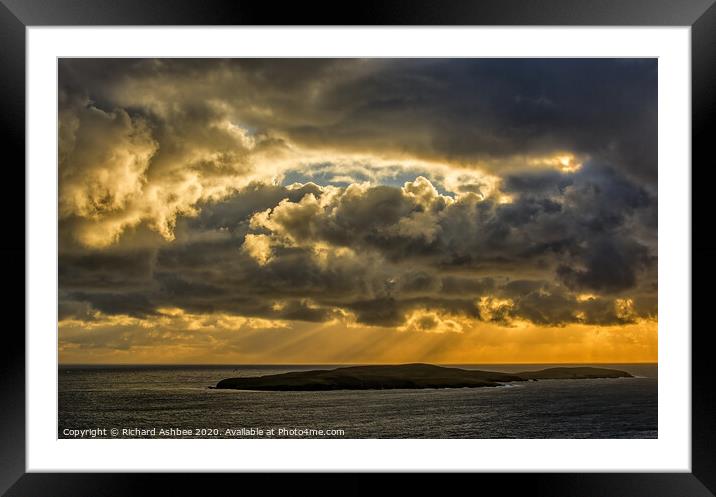 Sunrise over the island of Mousa in Shetland Framed Mounted Print by Richard Ashbee