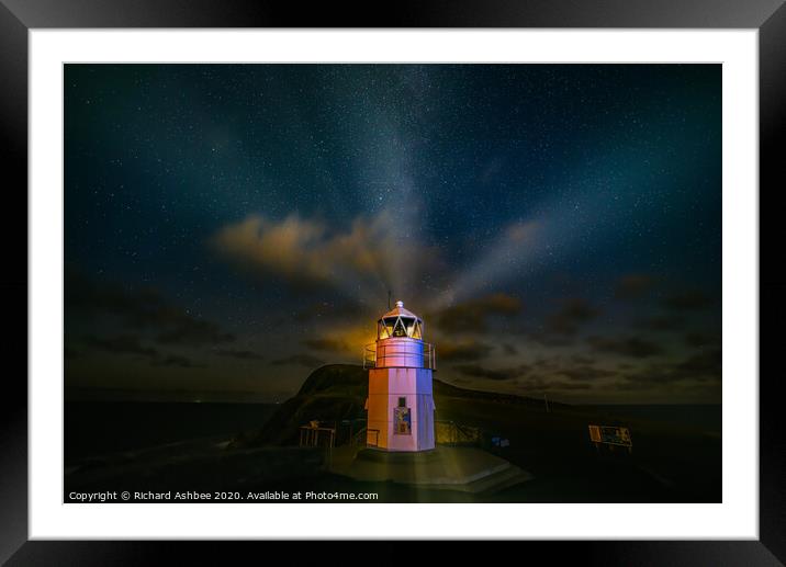 Star filled sky at Sumburgh  Head Shetland Framed Mounted Print by Richard Ashbee