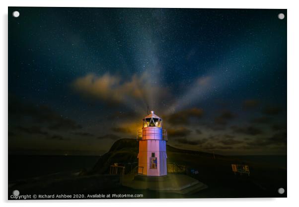 Star filled sky at Sumburgh  Head Shetland Acrylic by Richard Ashbee