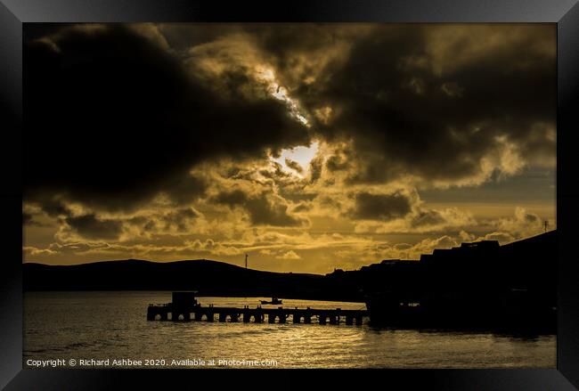 Dramatic cloud in Scalloway Shetland Framed Print by Richard Ashbee