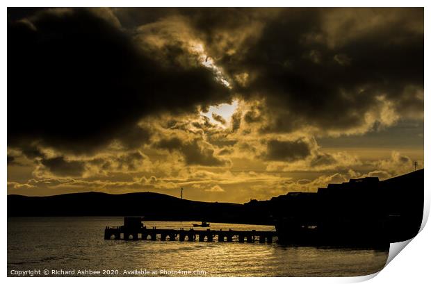 Dramatic cloud in Scalloway Shetland Print by Richard Ashbee