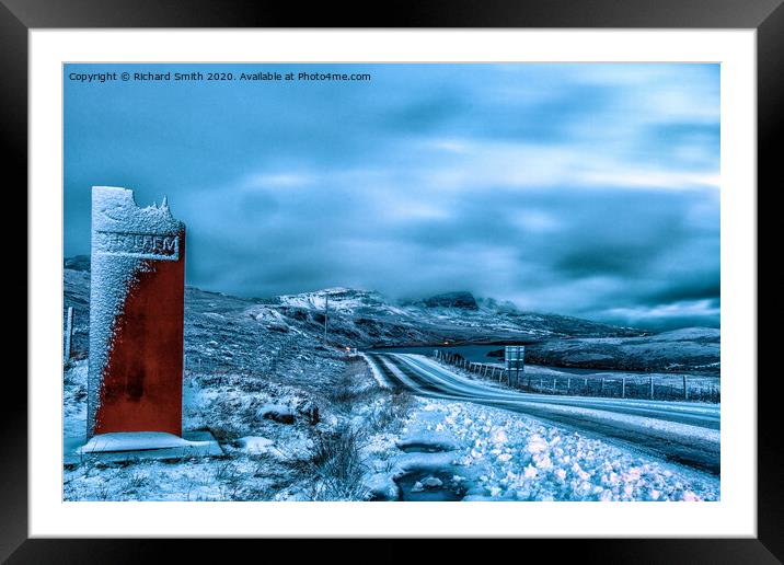 Frozen road passing The Storr Framed Mounted Print by Richard Smith