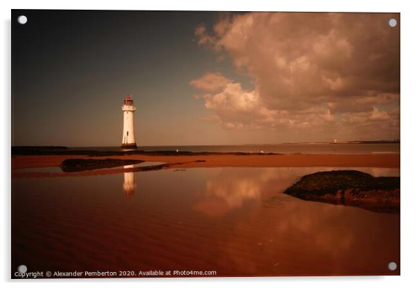 River Mersey Estuary  Landmark . New Brighton Lig Acrylic by Alexander Pemberton