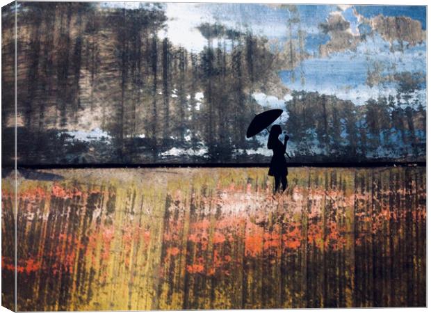 Woman With Umbrella   Canvas Print by Robert Fennah