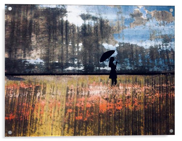 Woman With Umbrella   Acrylic by Robert Fennah