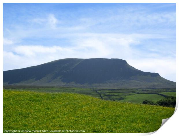 Sunny day, Pen y Ghent, Horton in Ribblesdale uk  Print by andrew morrell