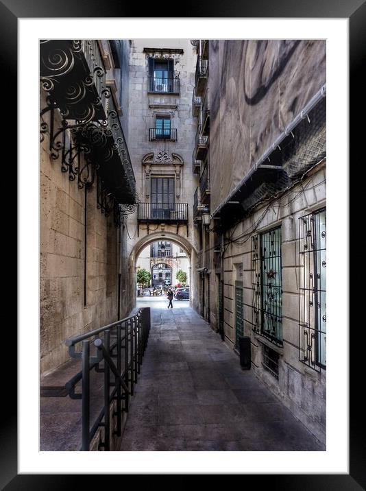 Alicante Alleyway Framed Mounted Print by Jacqui Farrell