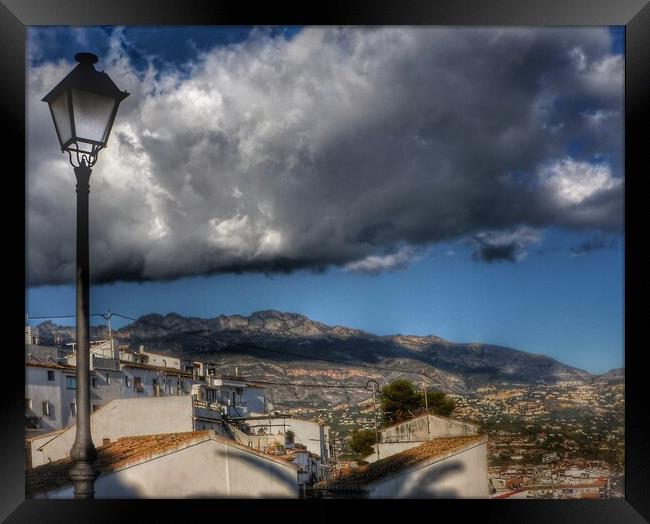 Altea Clouds Spain  Framed Print by Jacqui Farrell