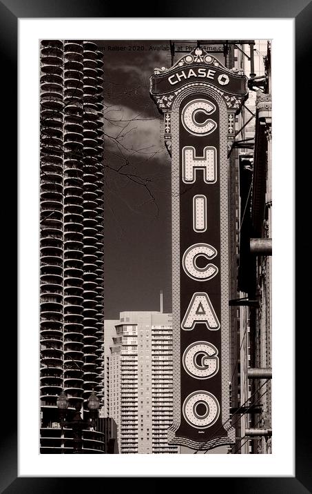 Chicago Sign in Black and White Framed Mounted Print by Steven Ralser
