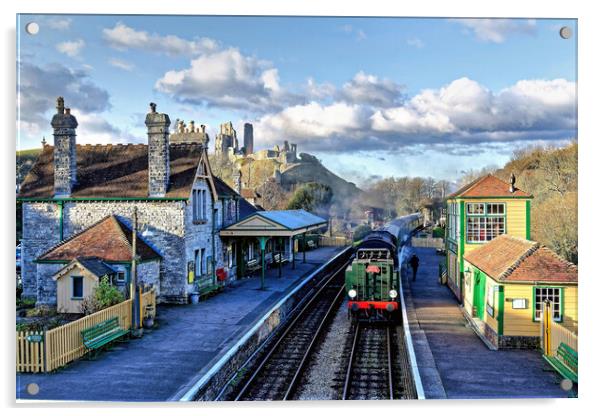 Santa Special At Corfe Castle Station Acrylic by austin APPLEBY