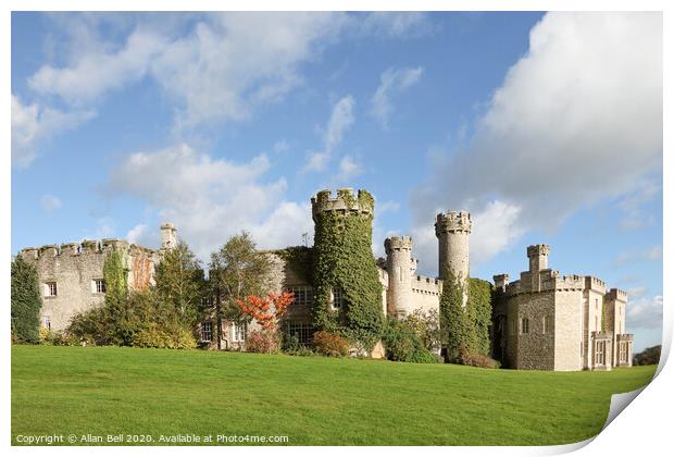 Clouds and Blue Sky over Bodelwyddan Castle Print by Allan Bell